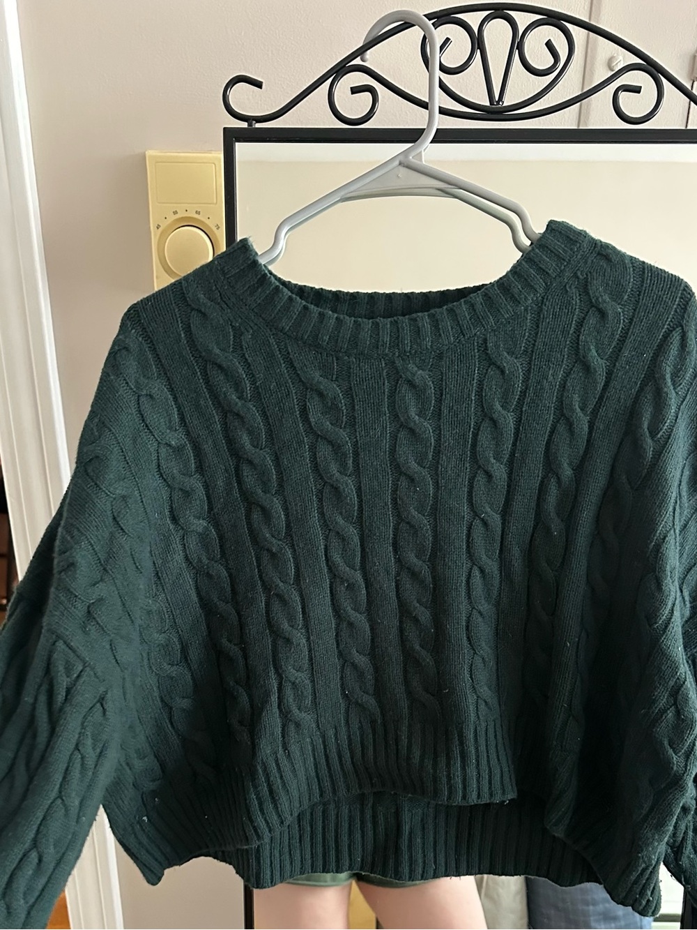 Sunday Best Cable Knit Cropped Sweater - Forest Green